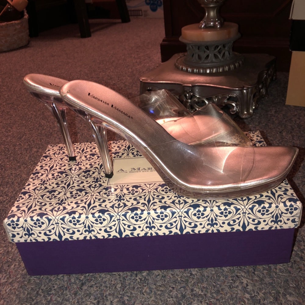 Women’s Silver and Clear Heels, “Glass Slipper”